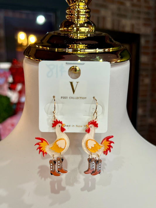 Western Rooster Earrings
