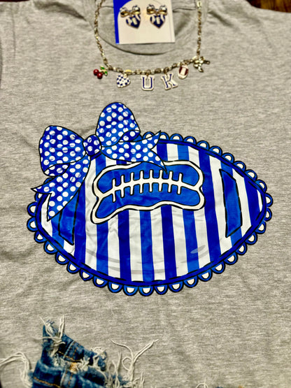 Blue & White Coquette Football T-Shirt