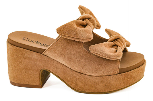Corky’s Put A Bow On It - Camel Faux Suede Wedges