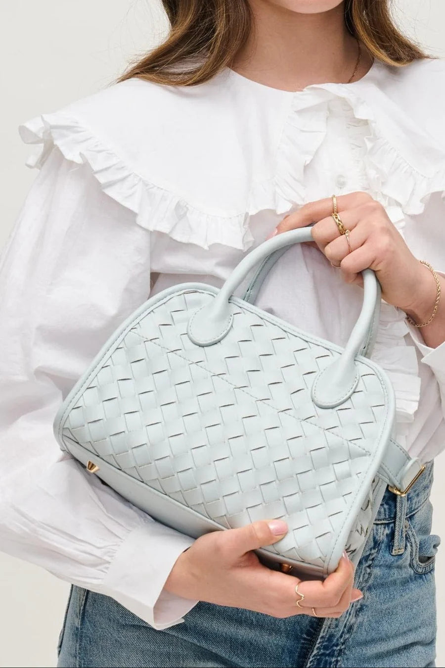 Kristie Ice Blue Woven Crossbody / Satchel