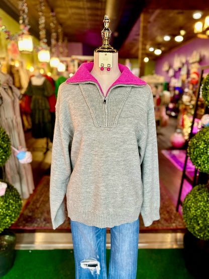 Light Grey Quarter Zip Sweater