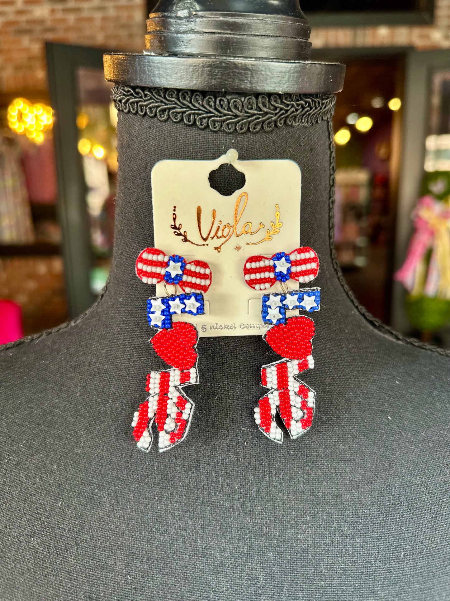 USA “ Love ” & Ribbon Earrings