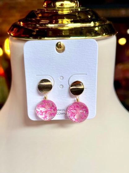 Fuchsia Dried Flower Studs