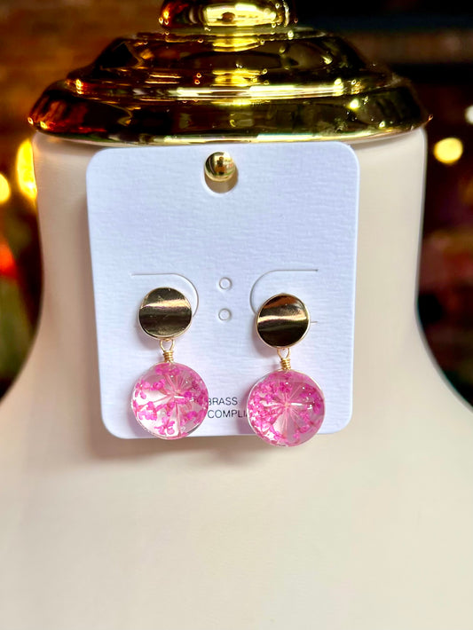 Fuchsia Dried Flower Studs