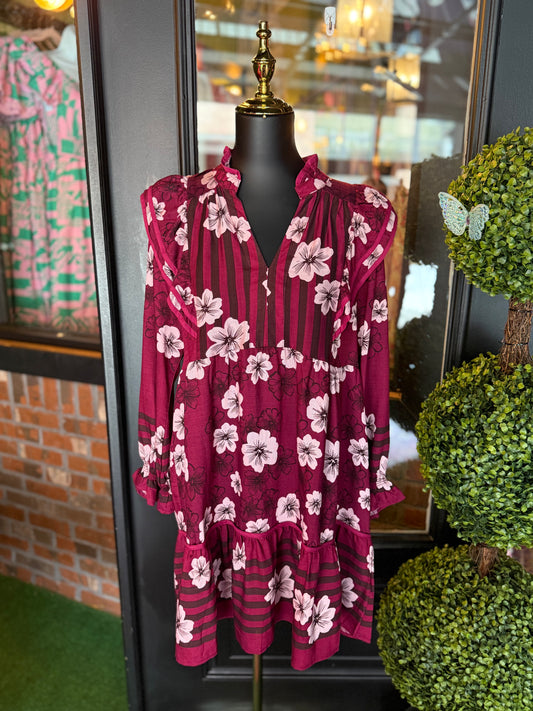 Berry Mix Floral Print Dress