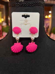 Barbie pink seashell earrings