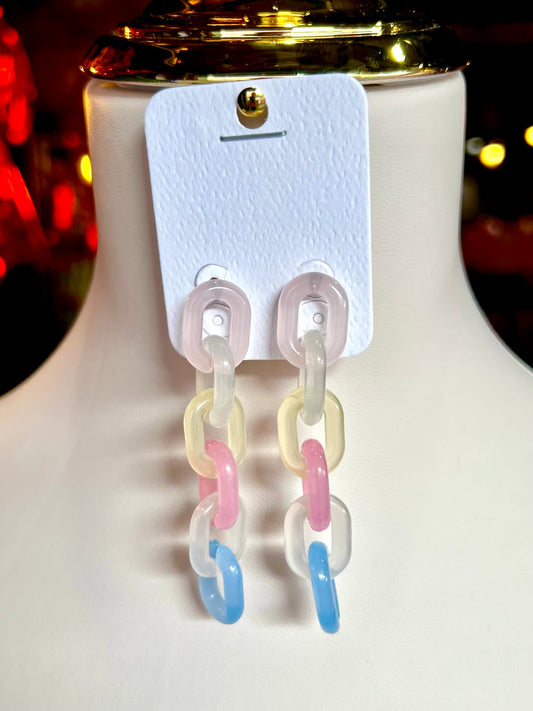 Pastel Multicolor Link Drop Earrings