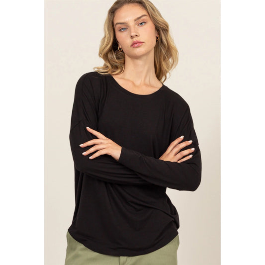 Black Long Sleeve Basic Top
