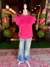 Load image into Gallery viewer, Hot Pink Textured &amp; Pearl Embellished Top
