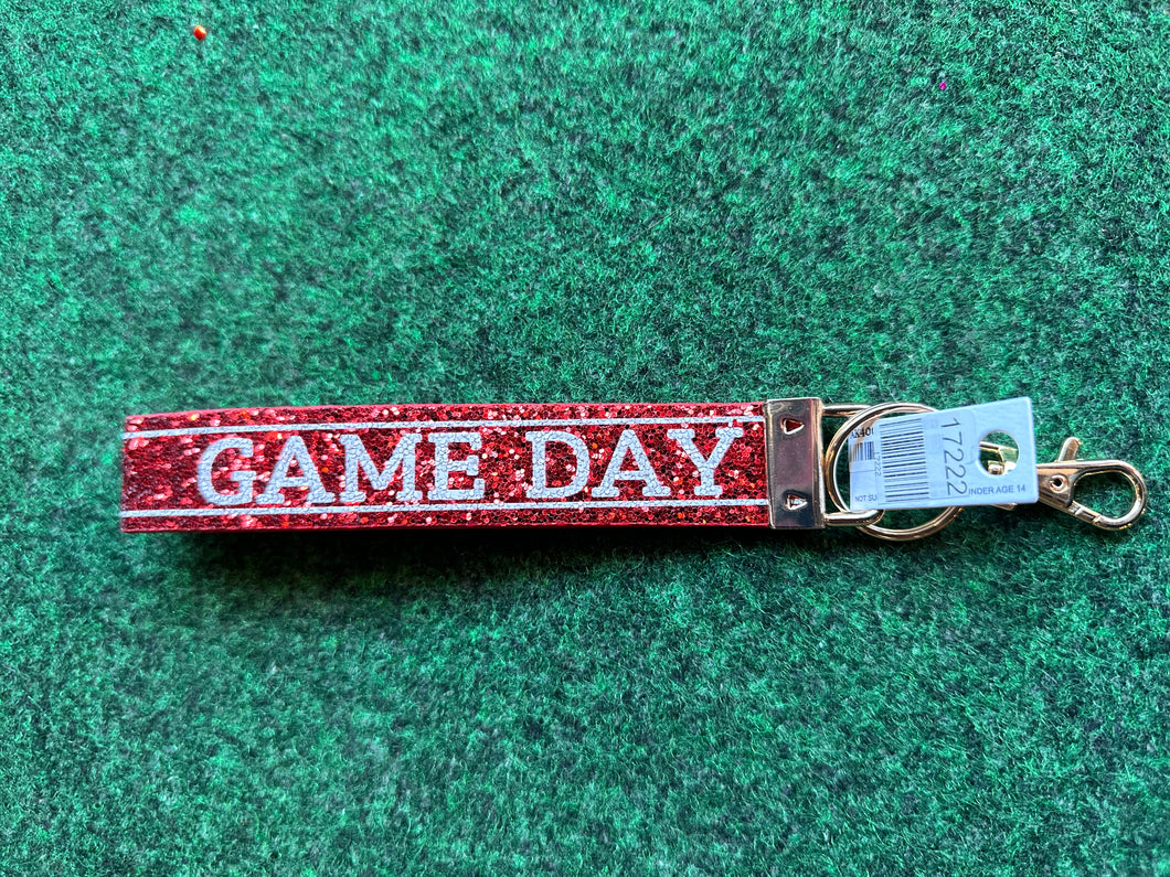 Red Glitter Game Day Keychain