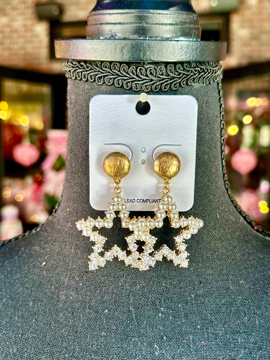 Pearl & Jewel Star Drop Earrings