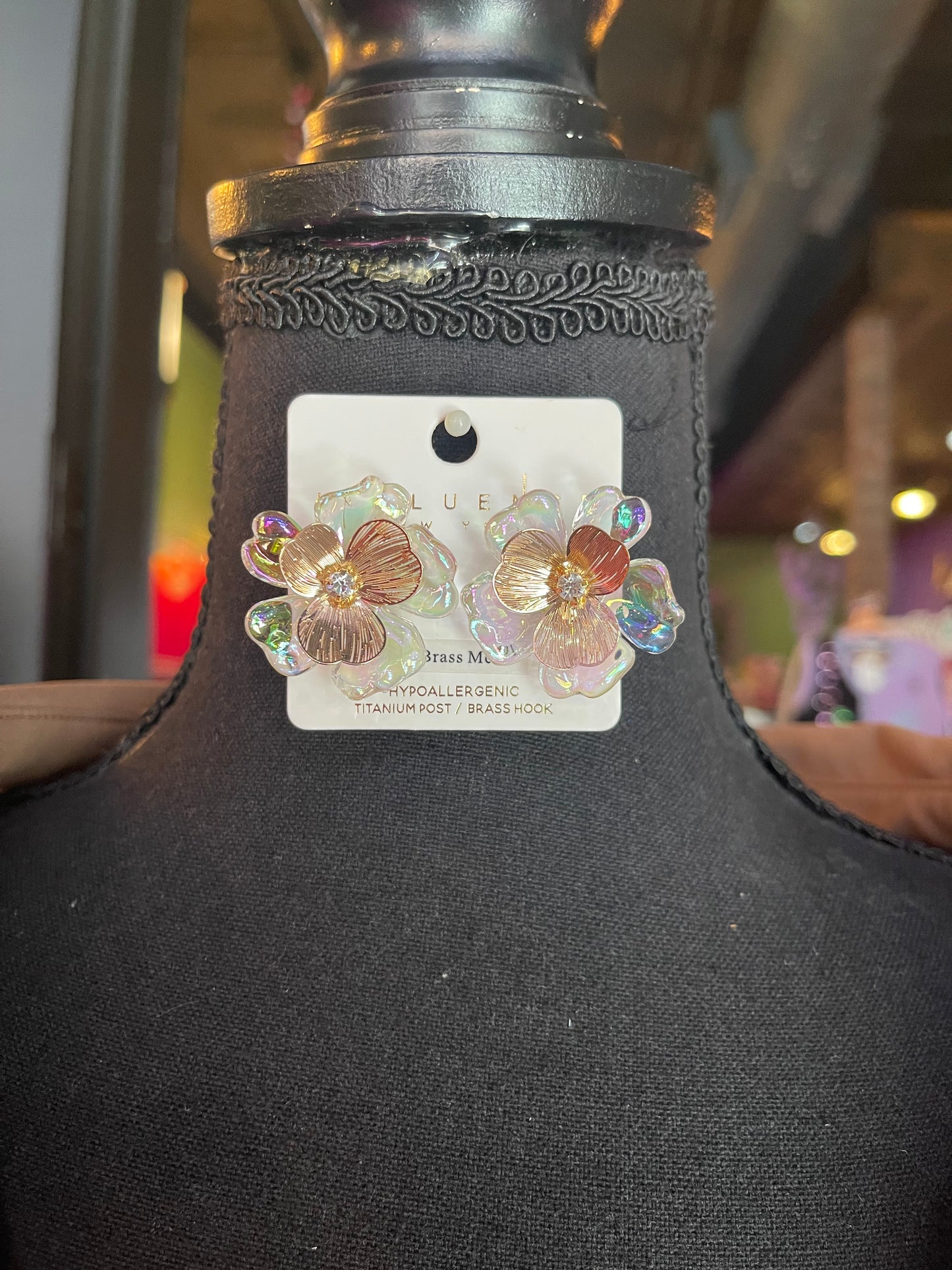 Acrylic & Metal Flower Earrings