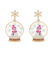 Load image into Gallery viewer, Snowman Snow Globe Earrings
