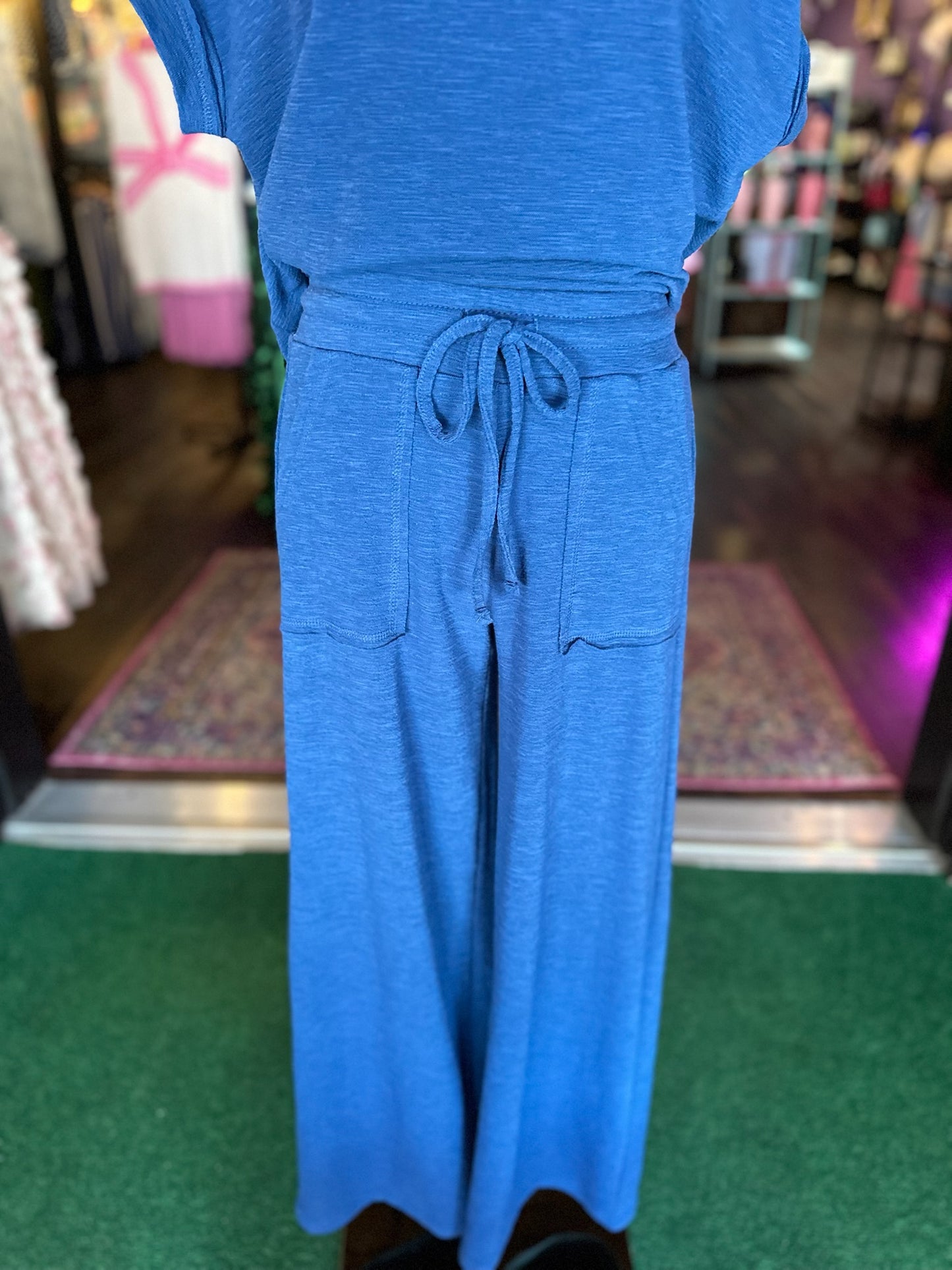 Light Navy Short Sleeve Top & Pants Set
