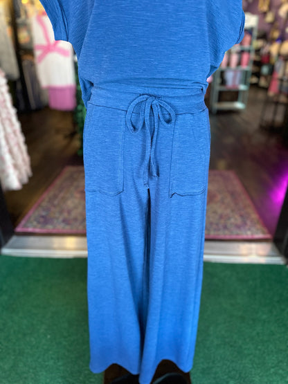 Light Navy Short Sleeve Top & Pants Set