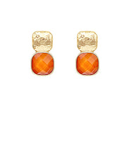 Load image into Gallery viewer, Dark Orange &amp; Gold Stone Stud Earrings
