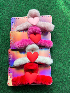 Valentines Day Furry hair clips