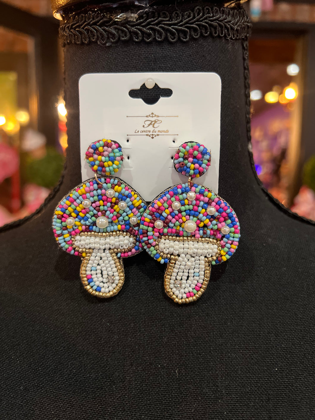 Multicolor mushroom earrings