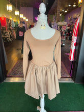 Load image into Gallery viewer, Taupe Mixed Fabric Skater Dress
