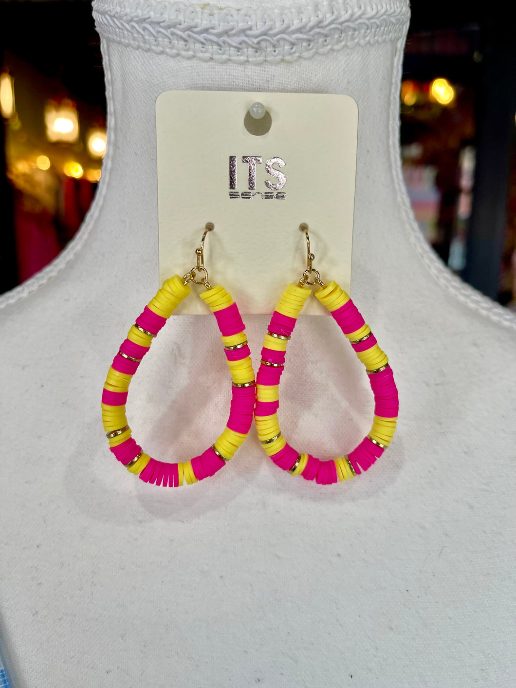 Disc Beaded Teardrop Earrings