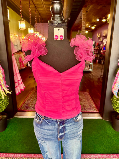 Hot pink ruffle sleeve top