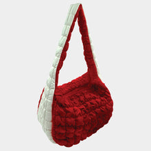 Load image into Gallery viewer, Red &amp; White Quilted Puffer Shoulder Bag
