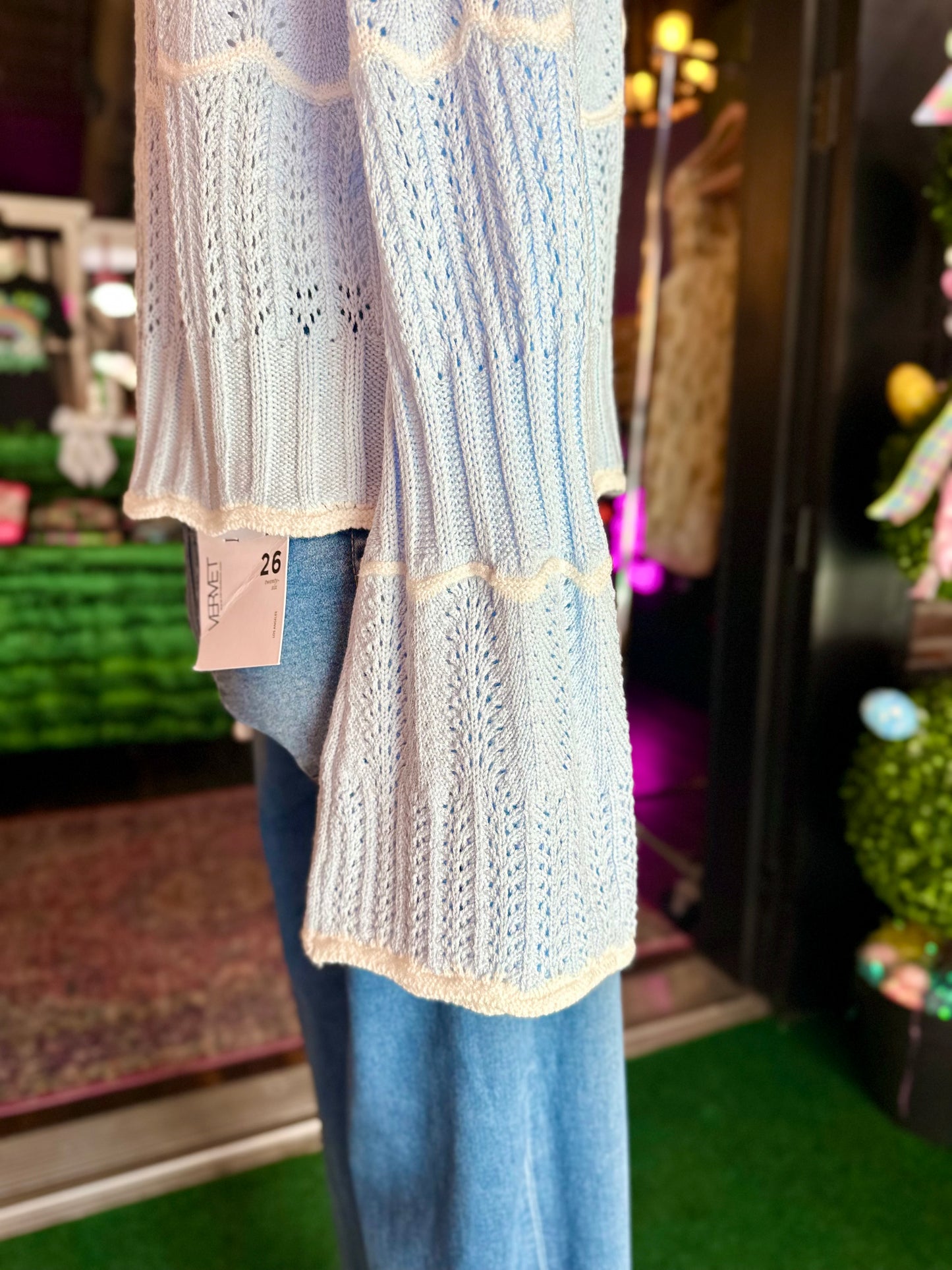 Blue Breeze Pointelle Cardigan