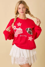 Load image into Gallery viewer, Red &amp; White Football Game Day Patch Crewneck
