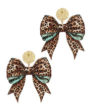 Load image into Gallery viewer, Leopard Printed Acrylic Bow Earrings
