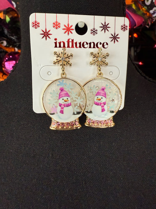Snowman Snow Globe Earrings