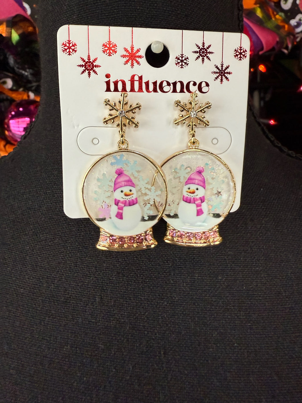 Snowman Snow Globe Earrings