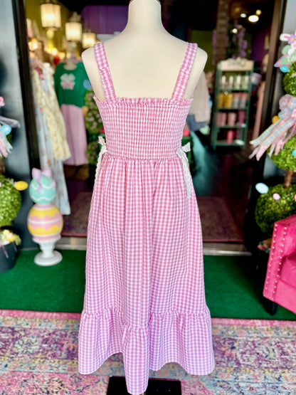 Pink Picnic Lace Midi Dress