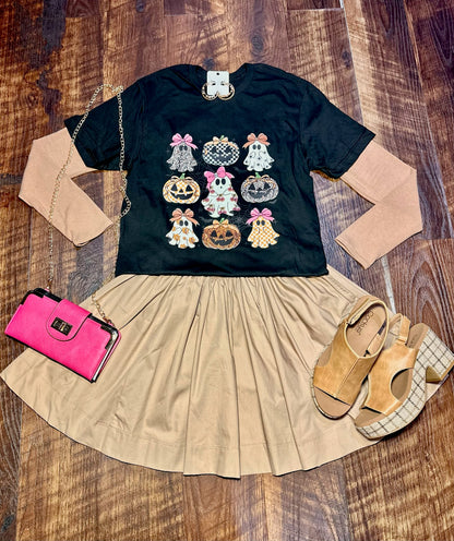 Coquette Multi-Print Ghost & Jack O’ Lanterns T-Shirt