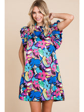 Load image into Gallery viewer, Royal Blue Mixed Flower Print Dress
