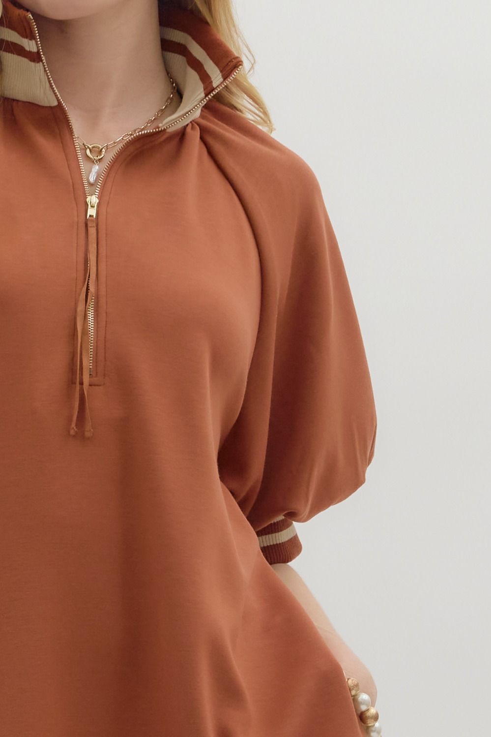 Clay Bubble Sleeve Mini Dress