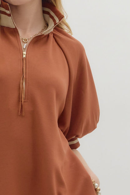 Clay Bubble Sleeve Mini Dress