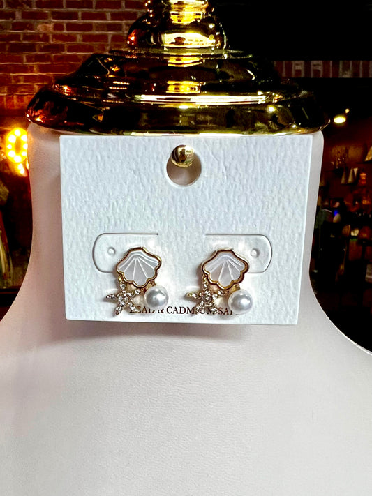 Starfish, Shell, & Pearl Earrings