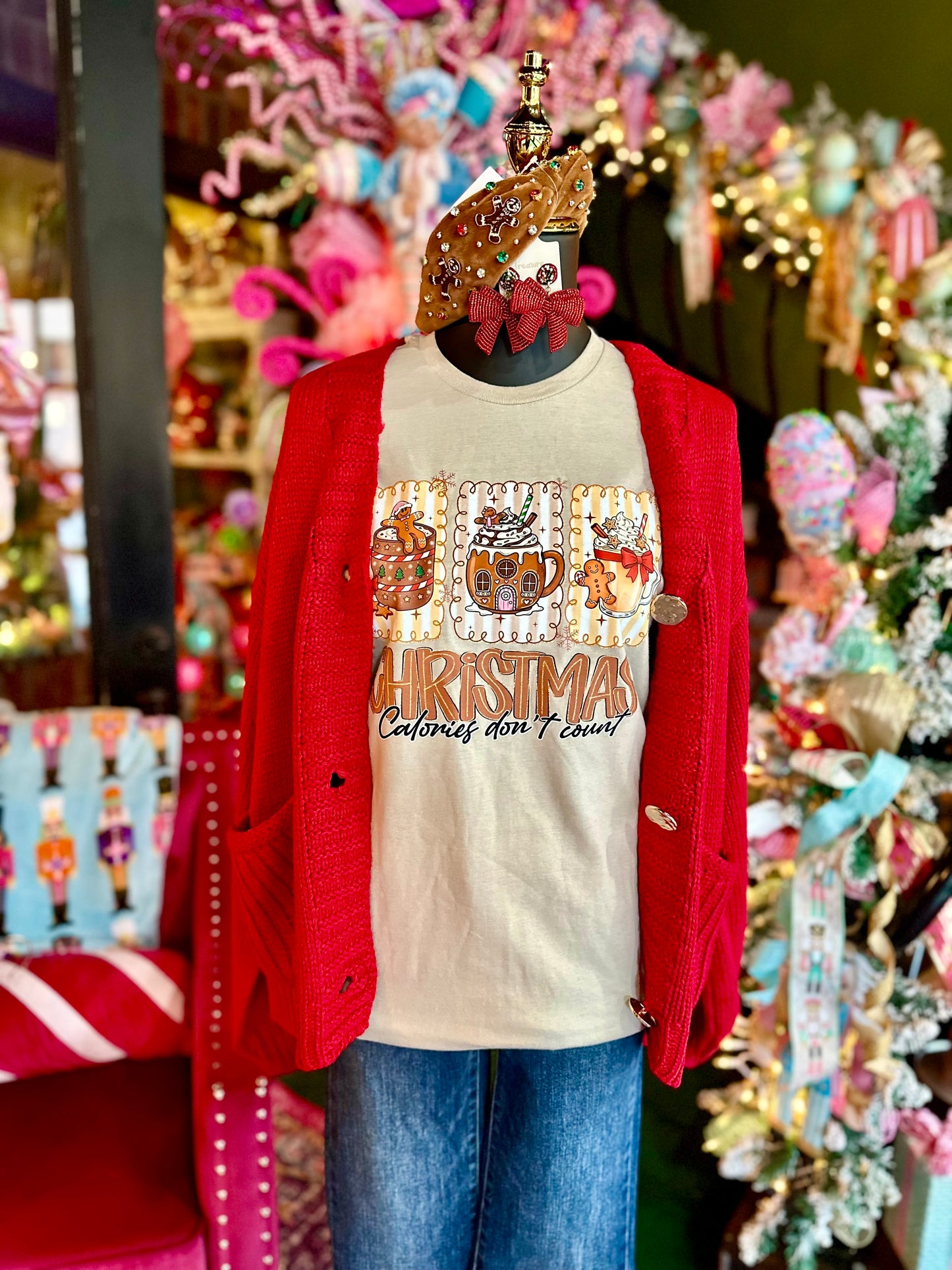 Red Chunky Knit Button-Up Cardigan