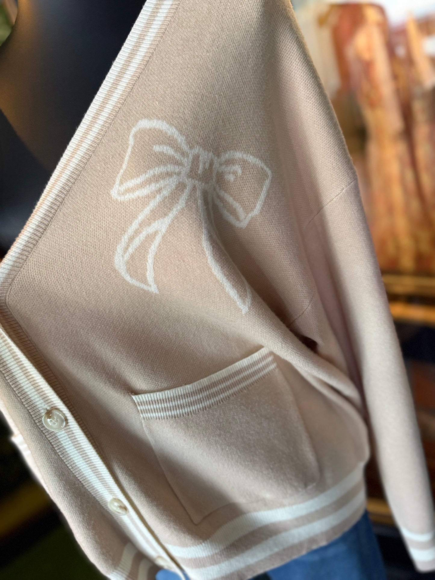 Long Sleeve Bow Patterned Cardigans