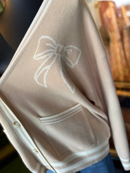 Long Sleeve Bow Patterned Cardigans