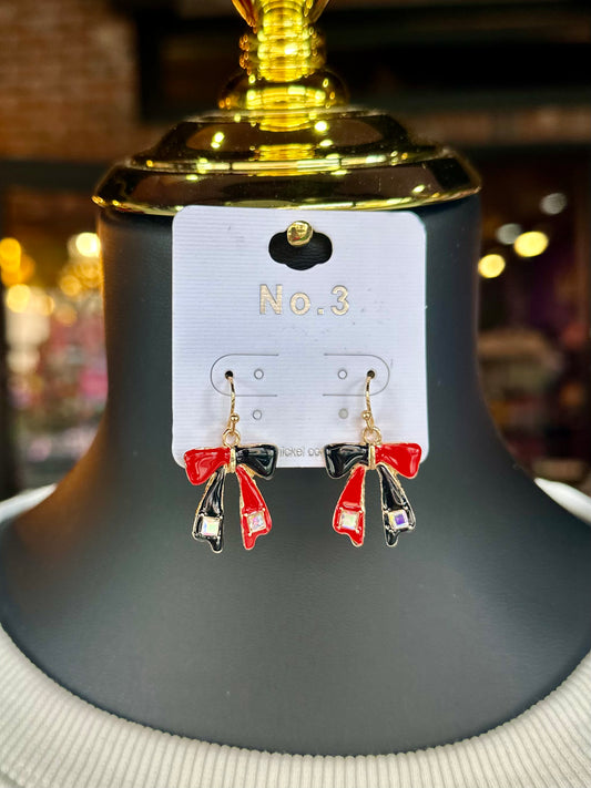 Red & Black Bow Earrings
