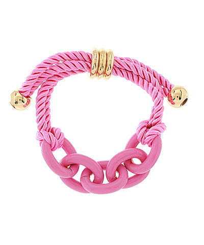 Pink Chain & Rope Bracelet