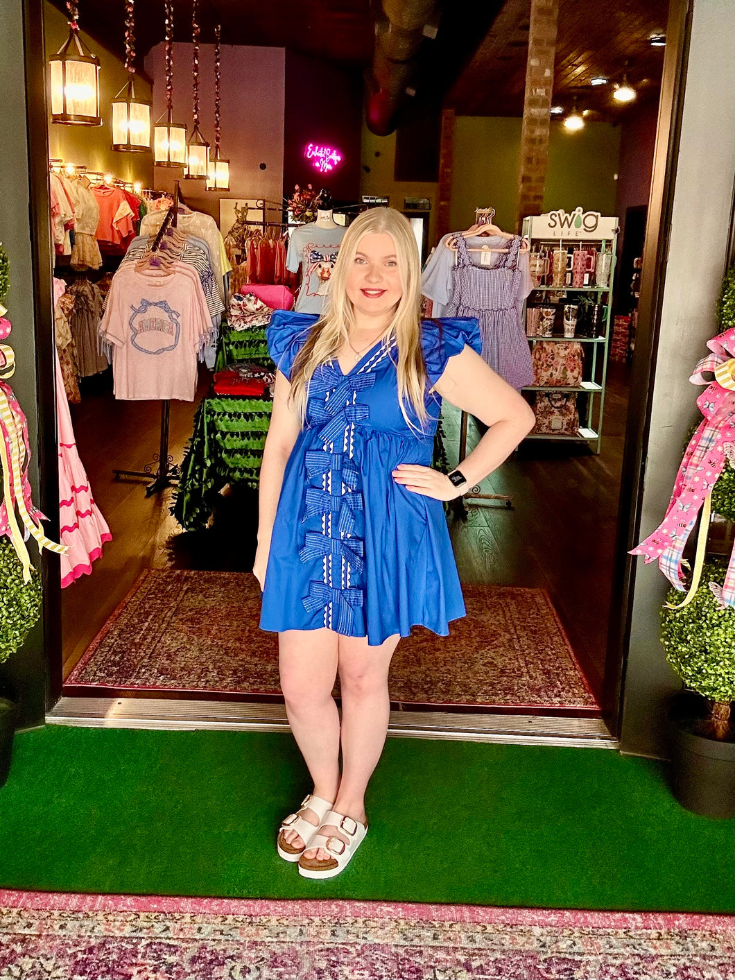 Cotton Poplin Ric Rac Trim Mini Dress