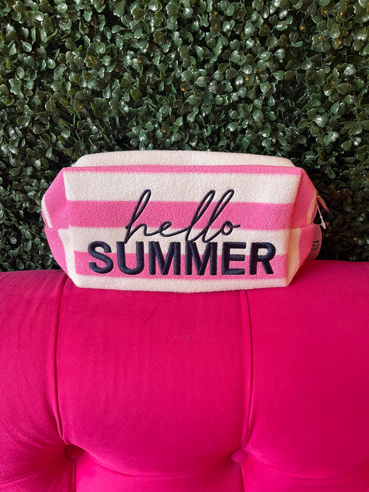 HELLO SUMMER Embroidered Cosmetic Pouch