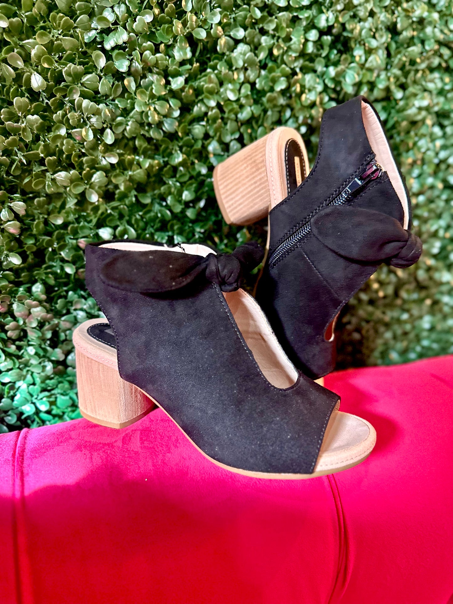 Kimora Black Suede Wedges