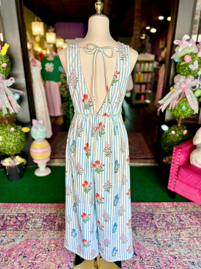 Seaside Bloom Backless Jumpsuit