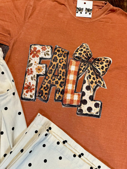 Comfort Colors FALL & Leopard Bow T-Shirt