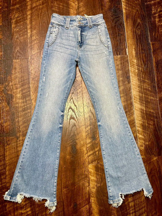 Kancan Medium Wash High Rise Flare Jeans