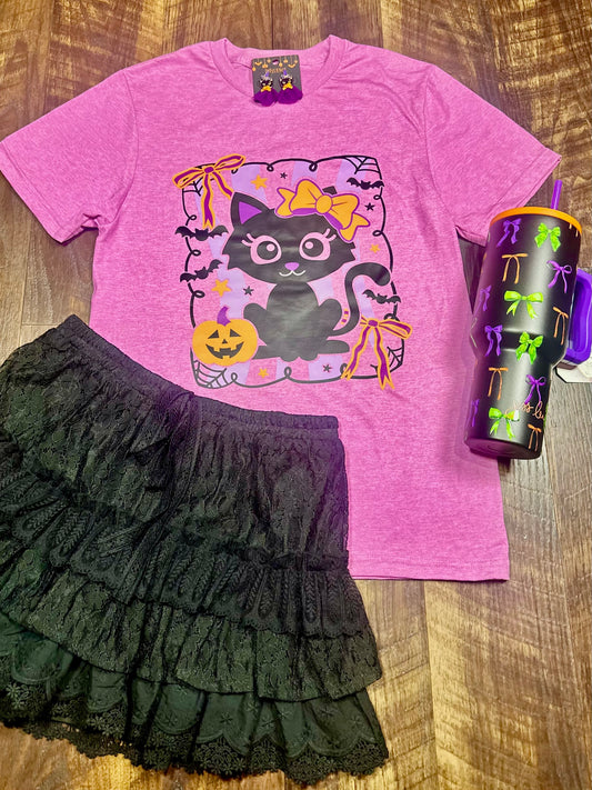 Coquette Halloween Black Cat T-Shirt