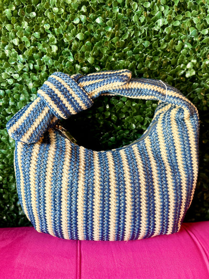 Navy Striped Clutch Bag